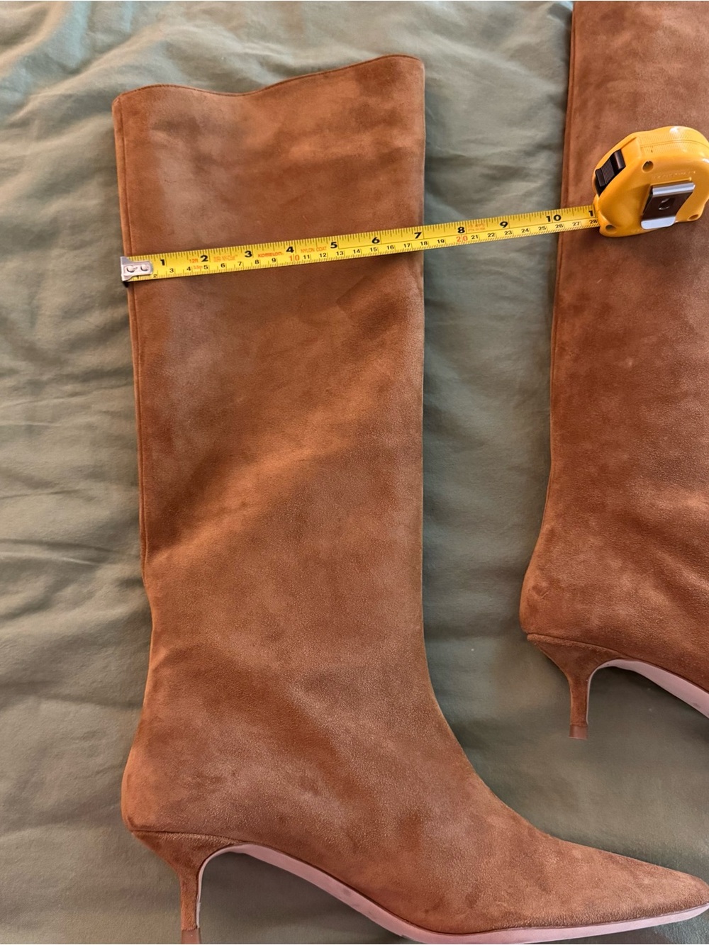 New Staud Sebastian Kitten Heel Suede Knee High Tan Boots Size EU 40.5 10.5 $595 - Picture 12 of 16